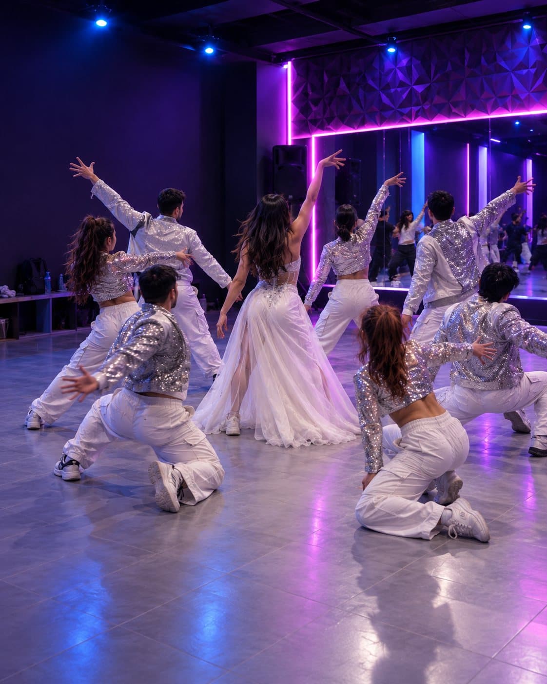 Ensayo de coreografía-espectáculo en el salón de Dreamerz